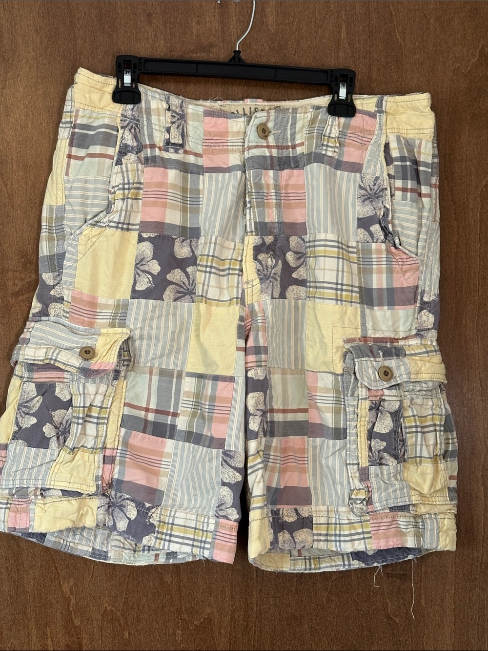 Mens Hollister Patchwork Floral Plaid Cargo Style Shorts